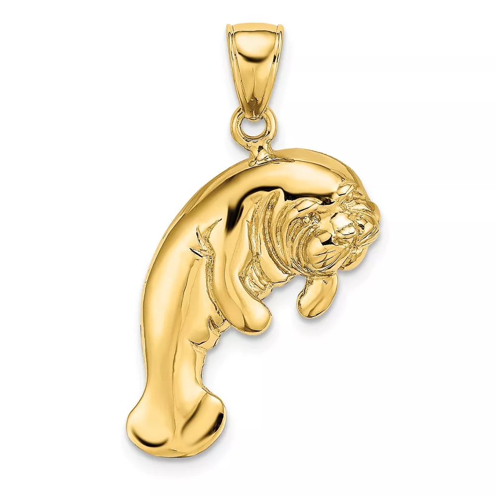 14K 2-D Polished Manatee Charm