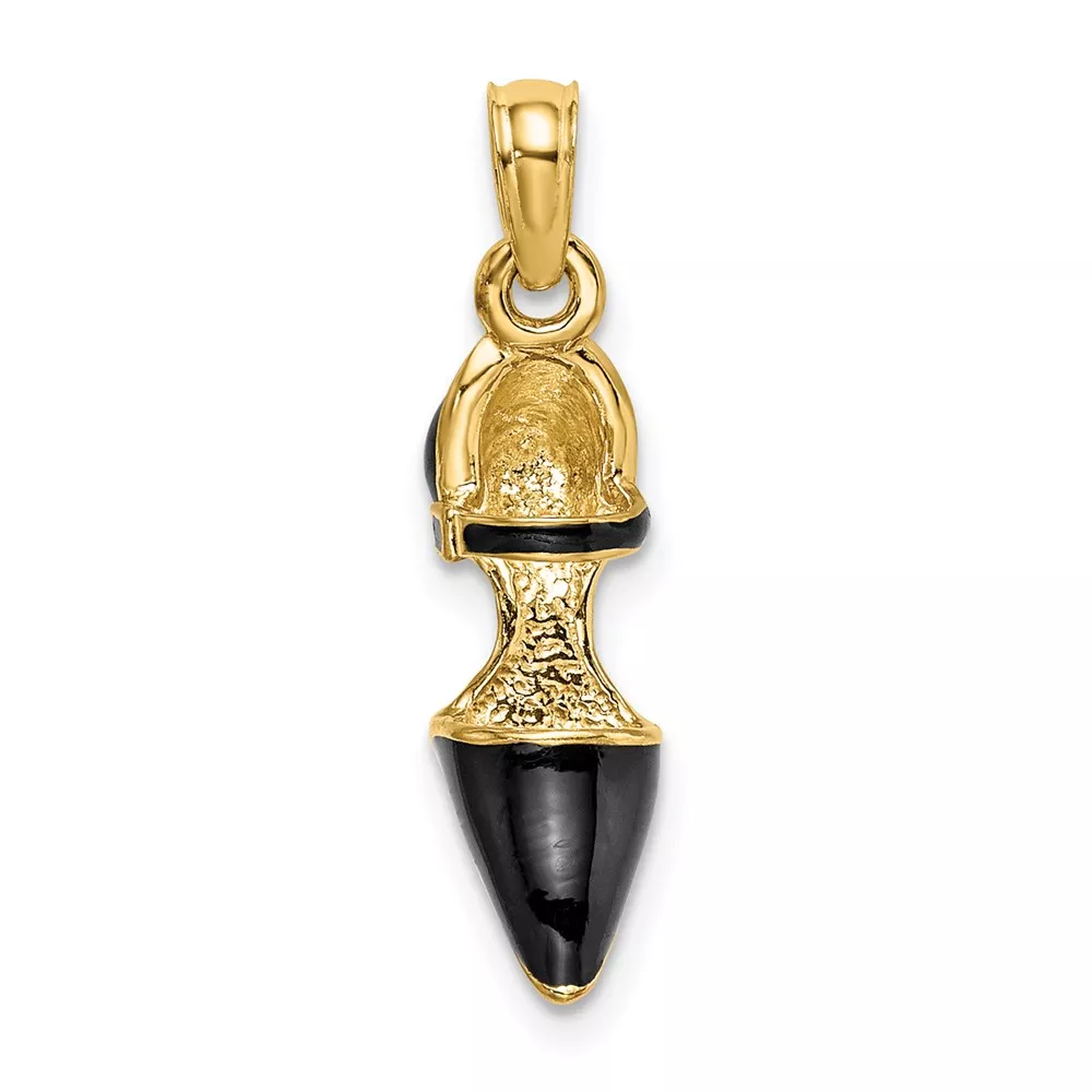 14K 3-D Black Enamel Closed Toe High Heel Charm