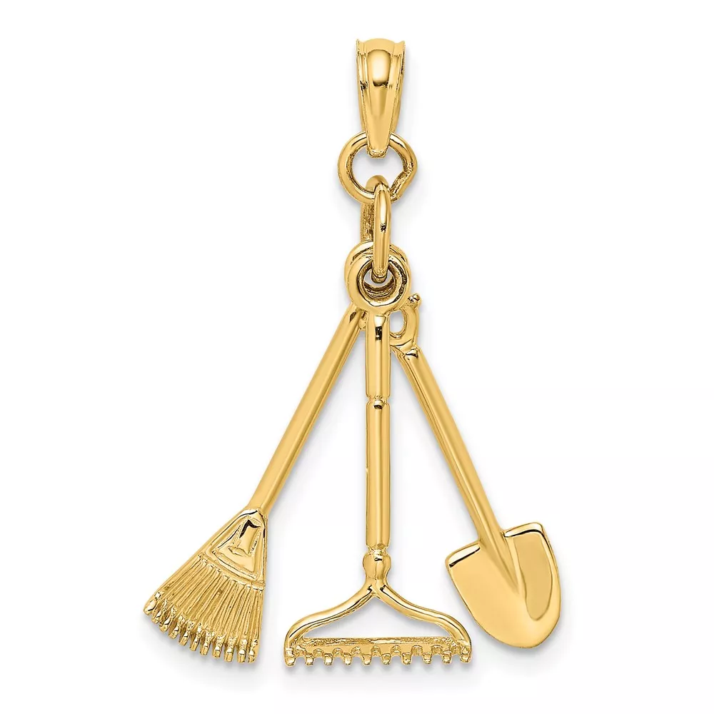 14K 3-D Moveable Garden Tool Collection Charm
