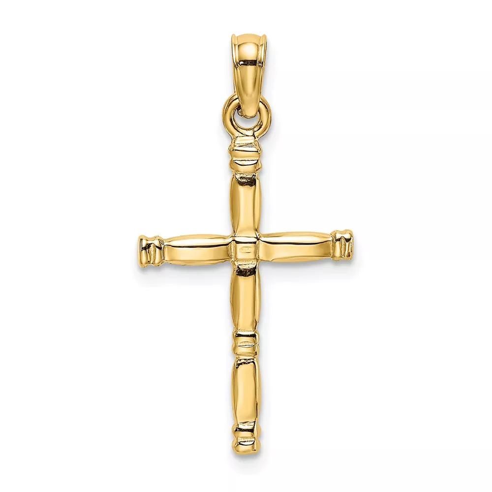 14K 3-D Polished Cross Charm