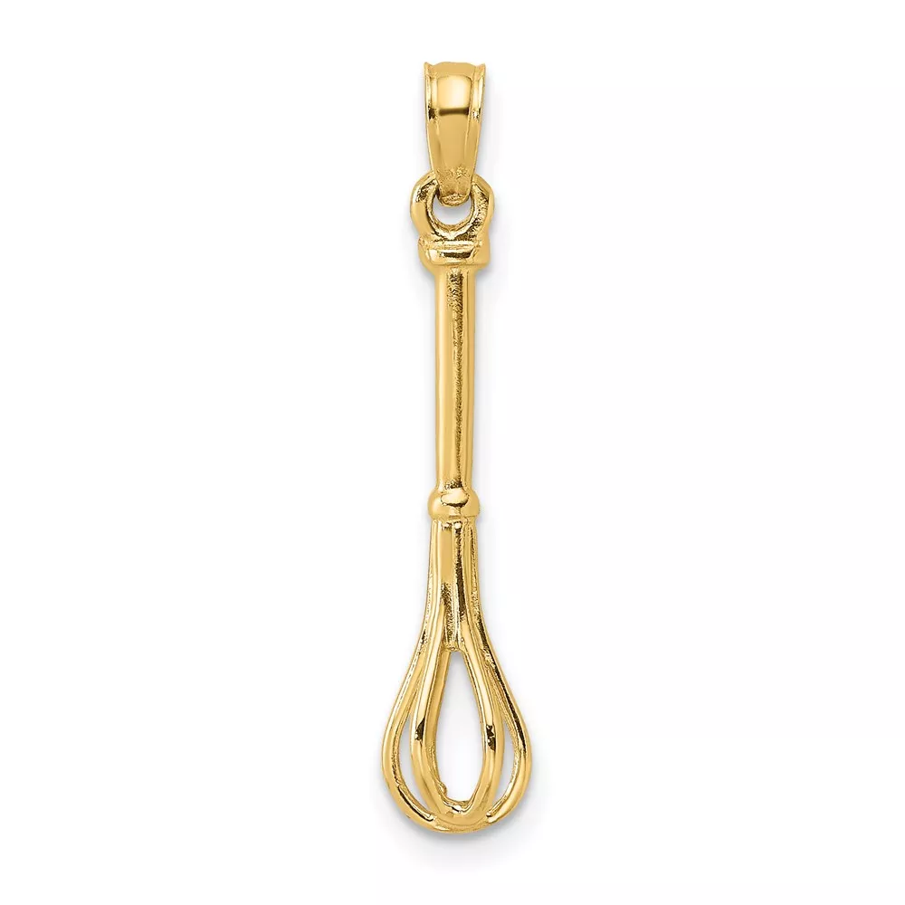 14K 3-DPolished Whisk Charm