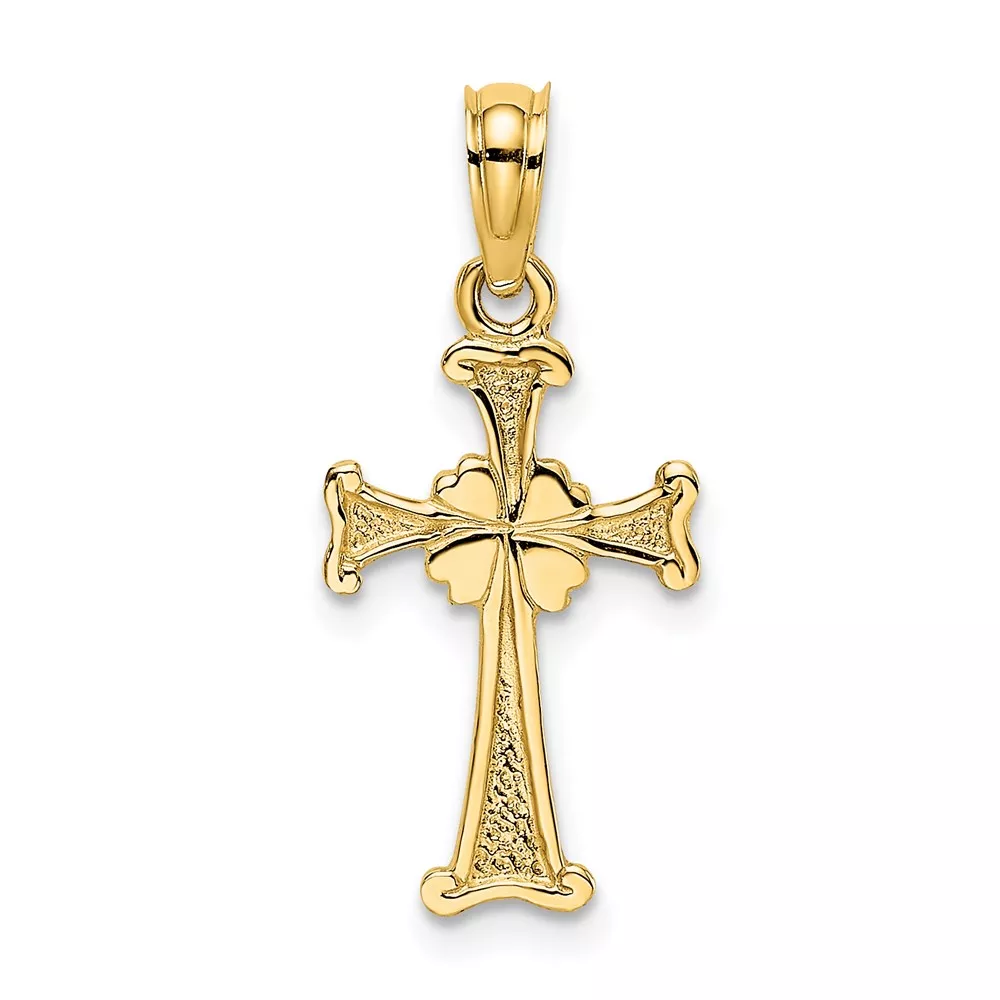 14K 4-Leaf Clover Cross Charm
