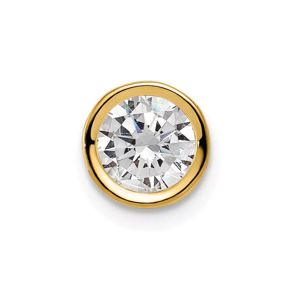 14k 6mm Round Cubic Zirconia Bezel Chain Slide