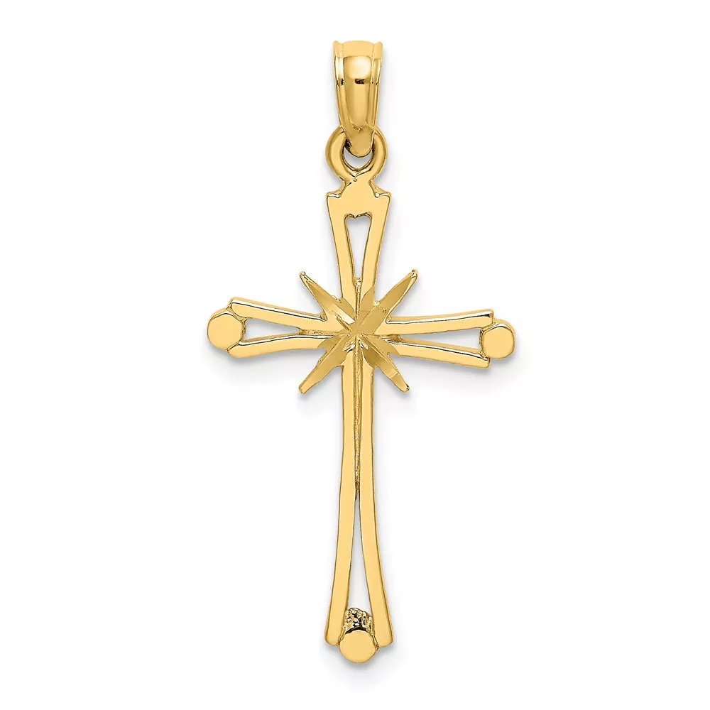 14K Diamond-cut with -X-Center On Cross Charm