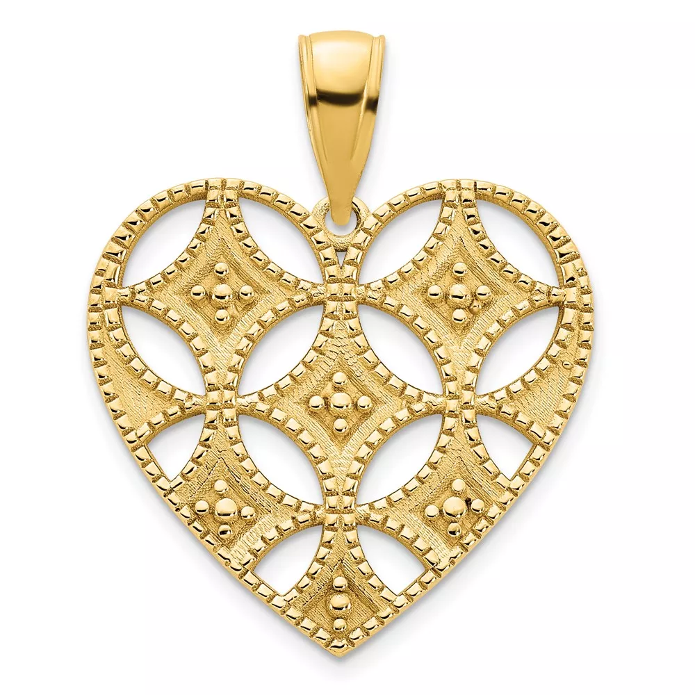14k Fancy Cut-out Heart Pendant