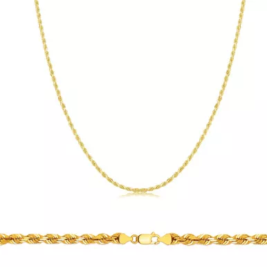 14k Gold 1.0mm ItalianDiamond Cut Rope Chain 18 Inches