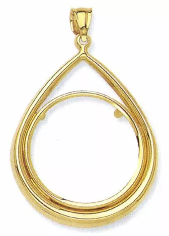 14k Gold 1/4 oz American Eagle Coin Tear Drop 4 Prong Bezel