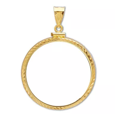 14k Gold 2 1/2 Pesos Diamond Cut Coin Bezel