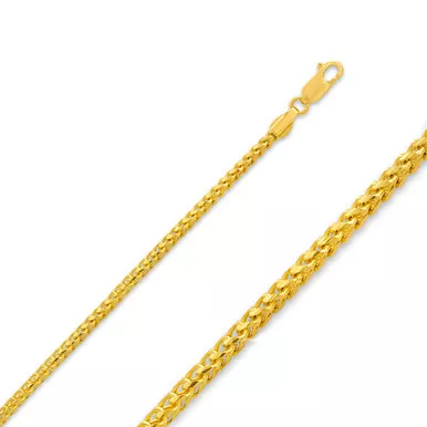 14k Gold 2.5mm Diamond Cut Franco Chain 24 Inches