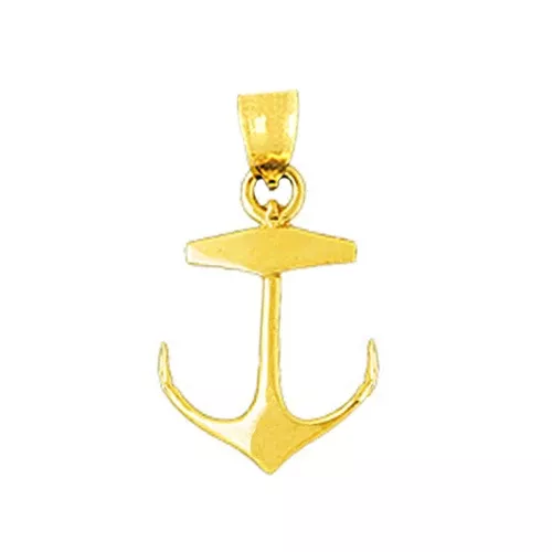 14K Gold 22MM Mariner Ship Anchor Pendant