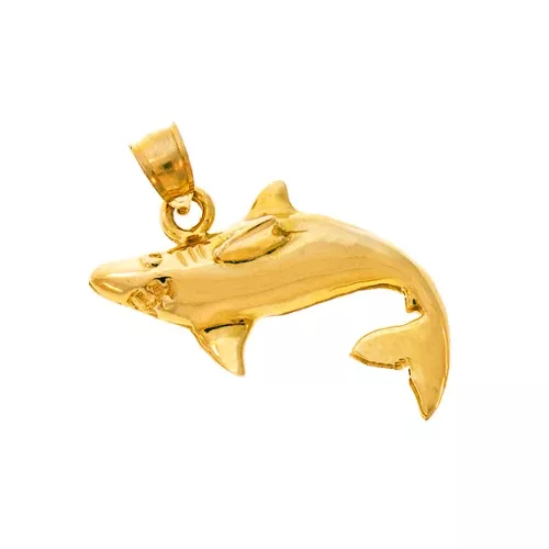 14K Gold 26MM Shark Pendant