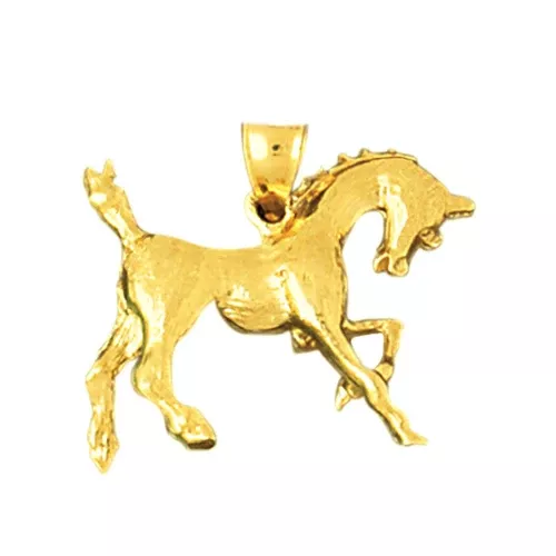 14K Gold 3-D Horse Pendant