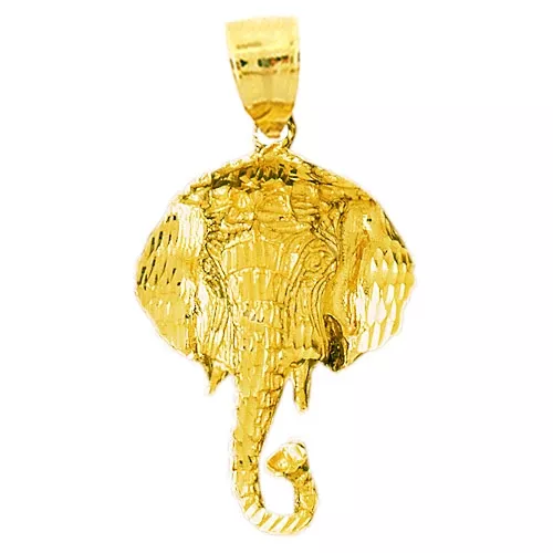 14K Gold 37MM Elephant Head Pendant