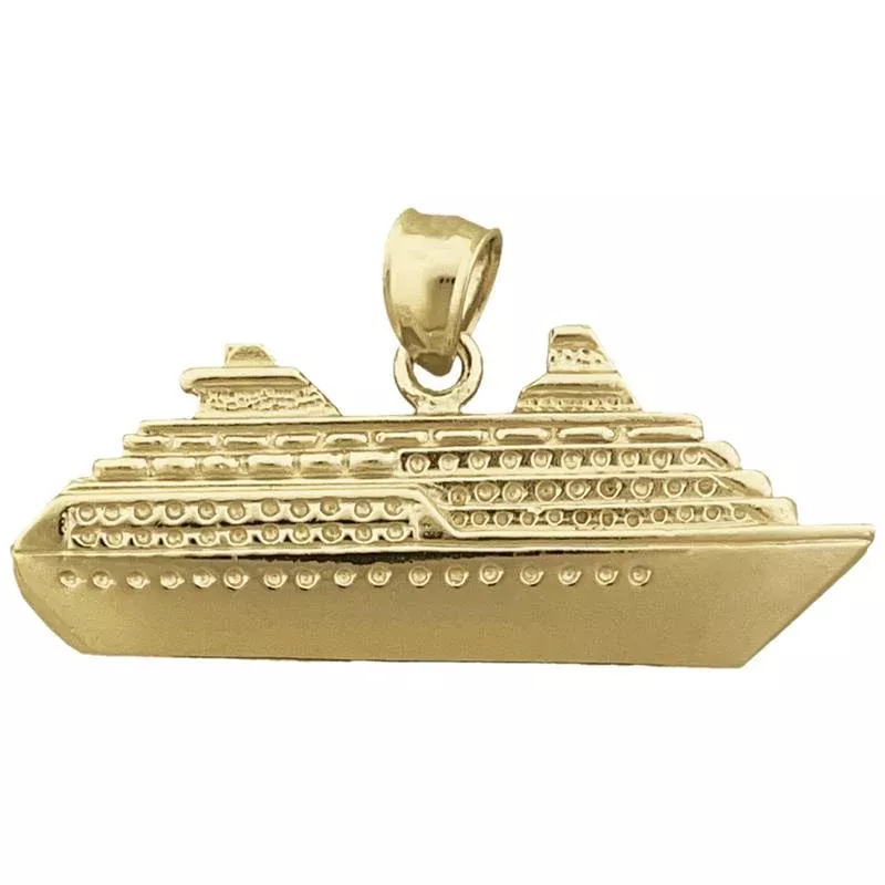 14K Gold 37MM Ocean Liner Cruise Ship Pendant
