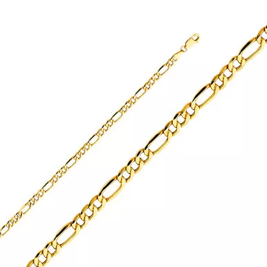 14k Gold 4 MmFigaro Hollow Chain 18 Inches