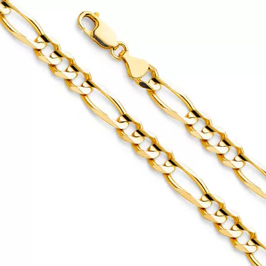 14k Gold 7.0mm Figaro Chain 28 Inches