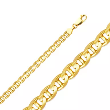 14k Gold 7mm Mariner Chain 18 Inches
