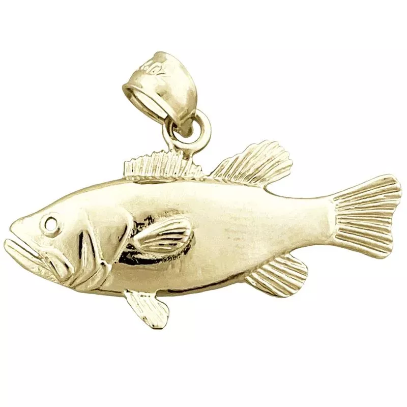 14K Gold Bass Fish Pendant