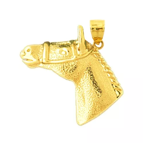 14K Gold Bridled Horse Head Pendant