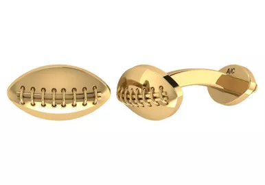 14K Gold Football Cuff Links 17.5MM