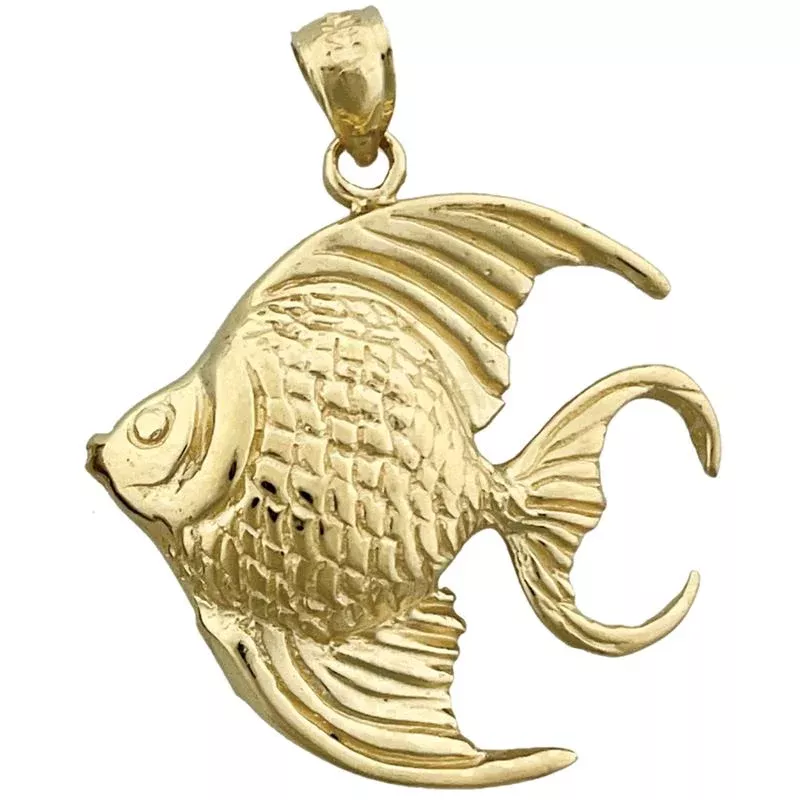 14K Gold Freshwater Angel Fish Pendant