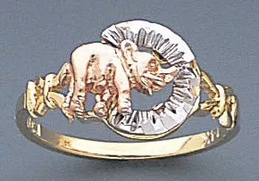 14k Gold Ladies Tri-color Elephant Ring 4016