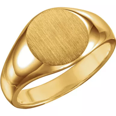 14k Gold Men's Round Signet Ring 13.0mm Open Back