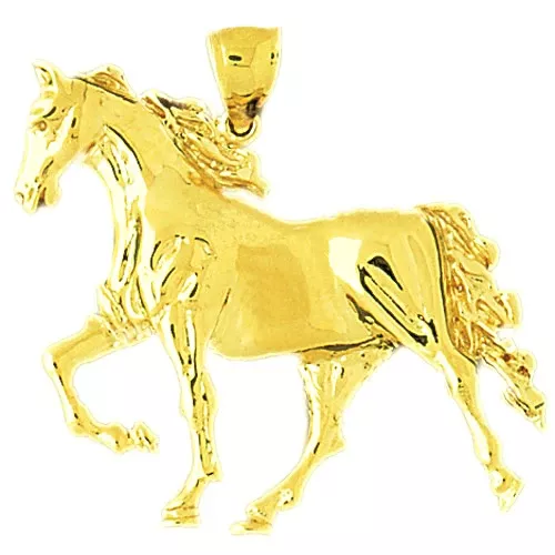 14K Gold Polished Horse Pendant