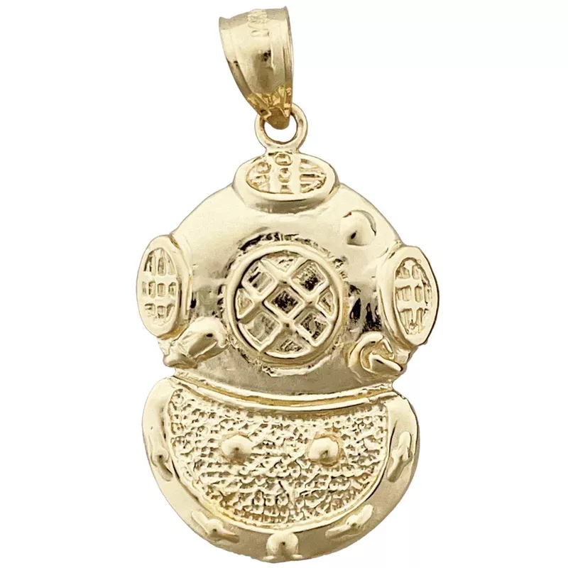 14K Gold Scuba Diving Helmet Pendant