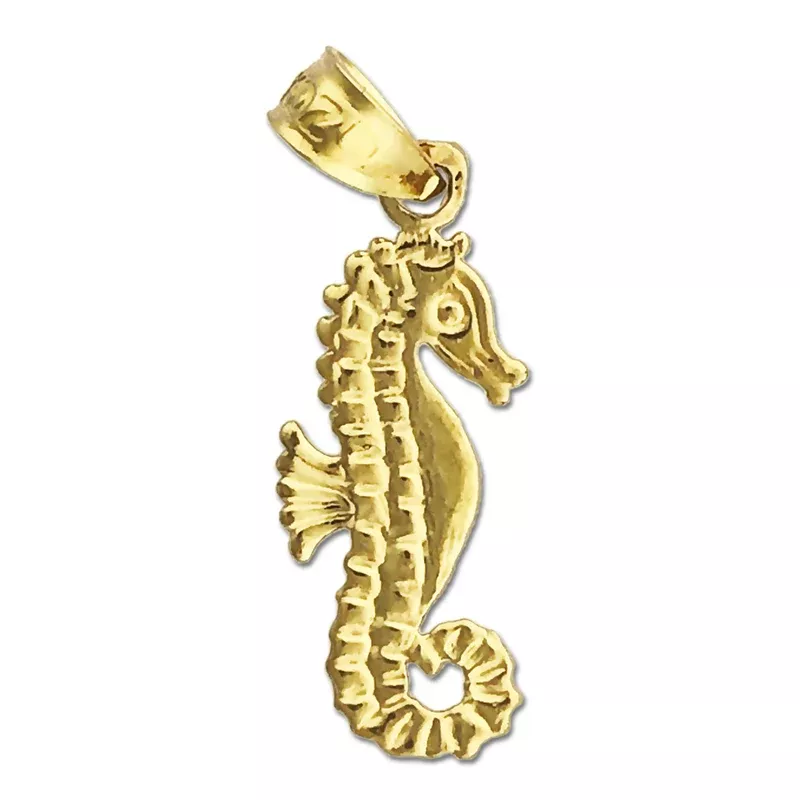 14K Gold Sea life Curly Tail Seahorse Charm