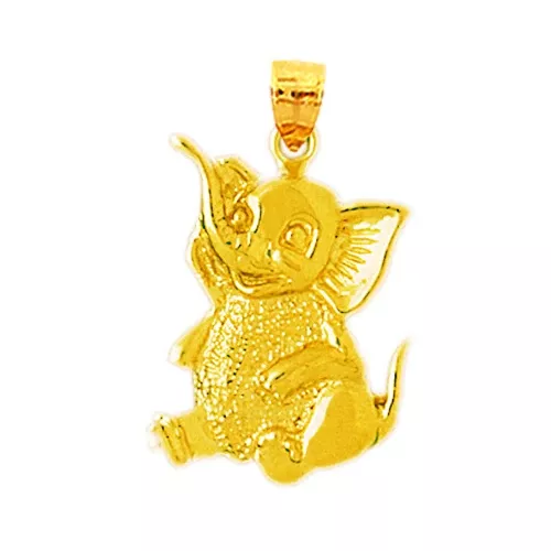 14K Gold Sitting Elephant Pendant