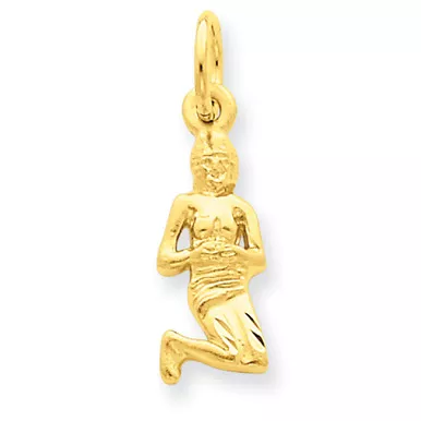 14k Gold Yellow Virgo Zodiac Pendant 22mm High