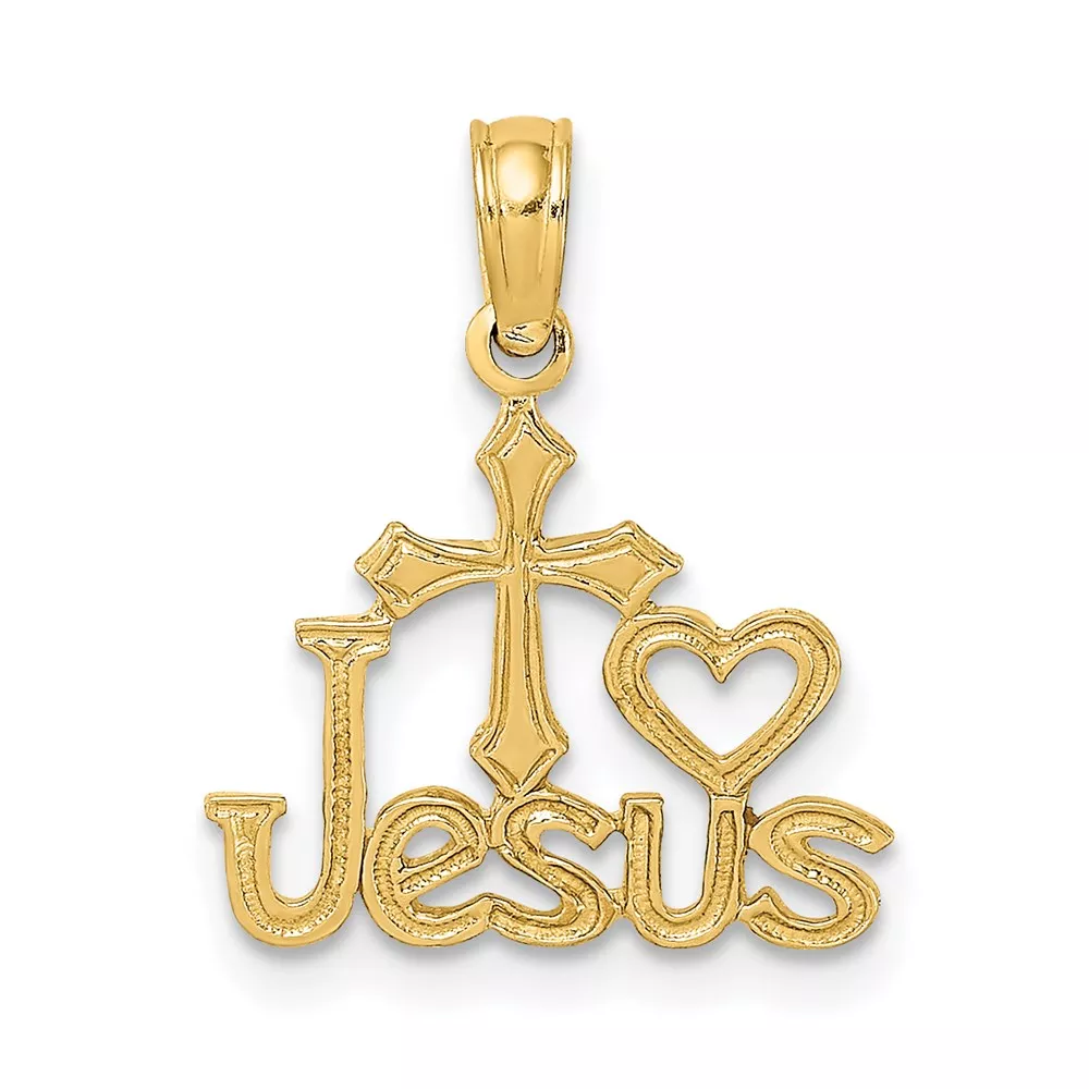 14K JESUS with Cross and Heart Charm