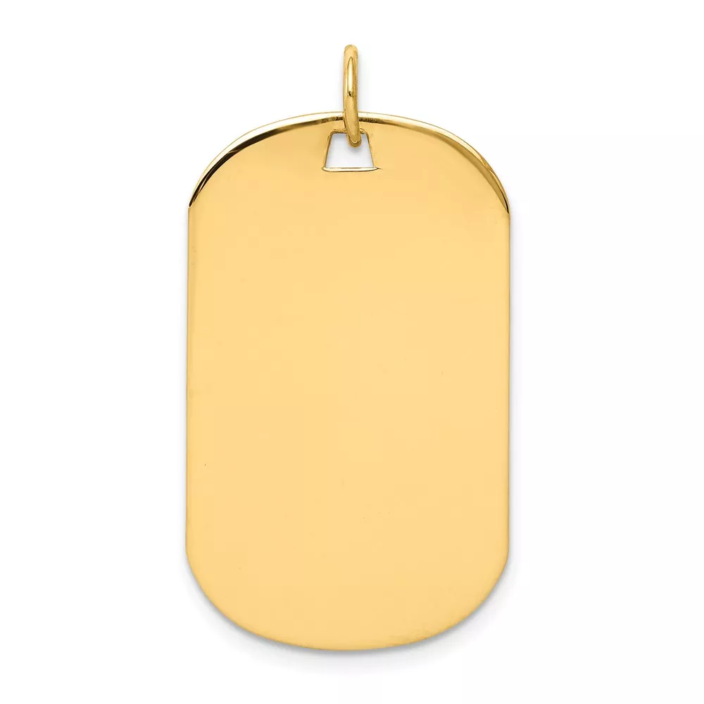 14k Plain .013 Gauge Engraveable 30x18mm Dog Tag Disc Charm