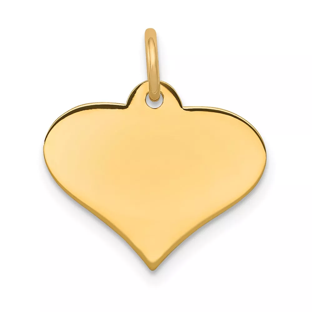 14k Plain .018 Gauge Engraveable Heart 19x21mm Disc Charm