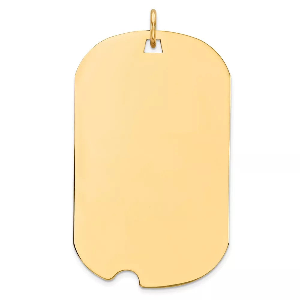 14k Plain .027 Gauge Engraveable 35x20mm Dog Tag with Notch Disc Charm