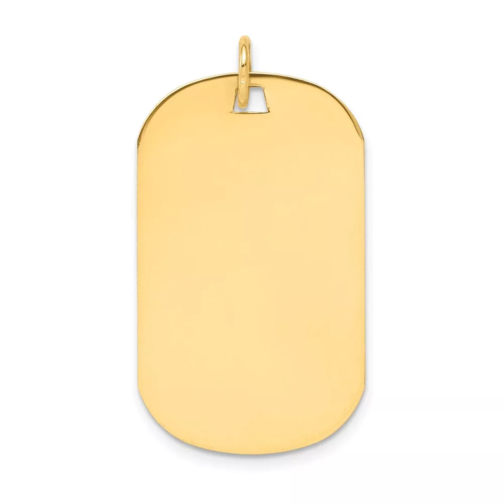 14k Plain .027 Gauge Engraveable 35x21mm Dog Tag Disc Charm