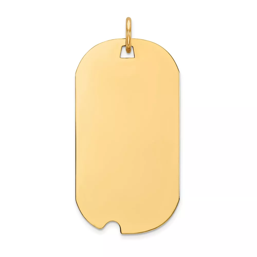 14k Plain .035 Gauge Engravable 30x16mm Dog Tag with Notch Disc Charm