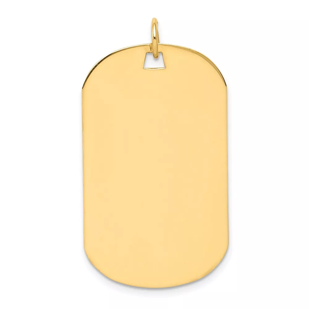 14k Plain .035 Gauge Engraveable 34x20mm Dog Tag Disc Charm