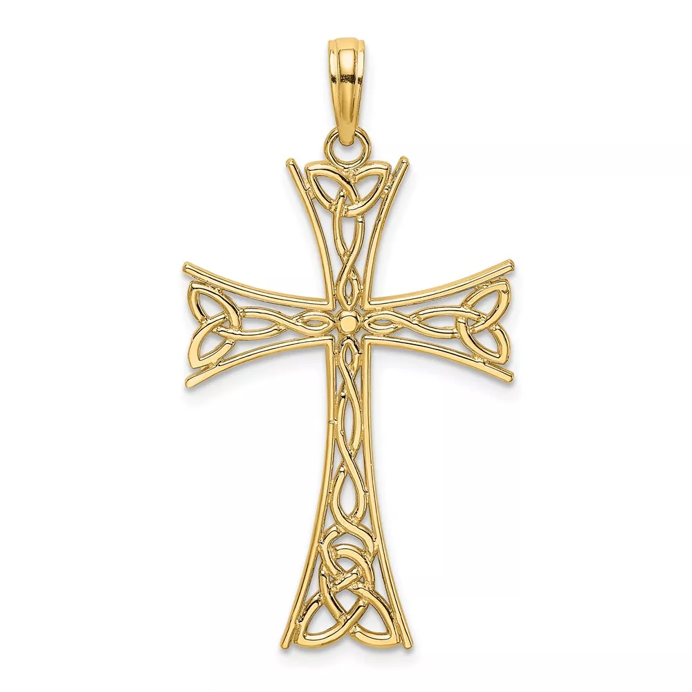 14K Polished Celtic Knot Cross Charm