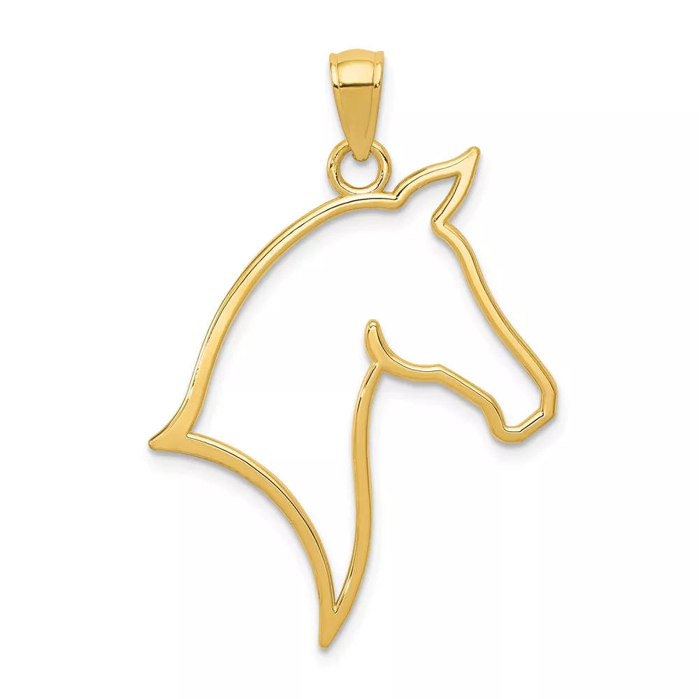 14k Polished Cut Out Horse Head Pendant