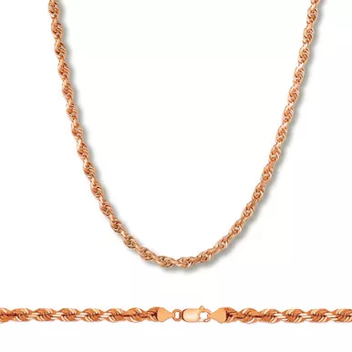 14k Rose Gold 4mm Rope Chain 30In