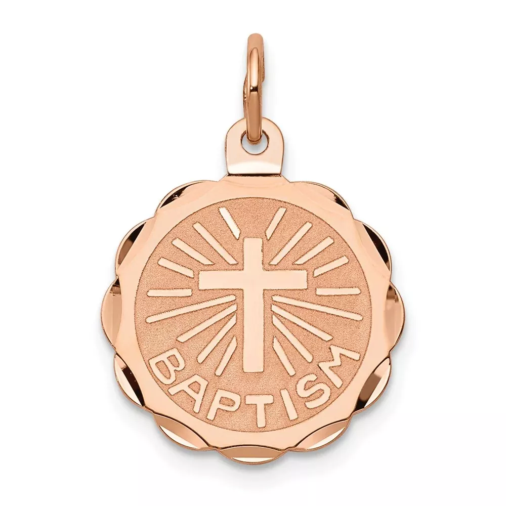 14k Rose Gold Baptism Charm