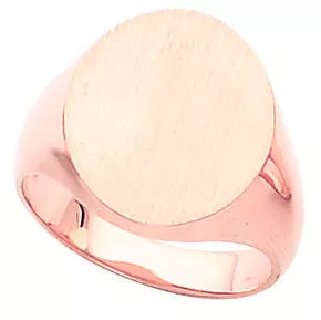14k Rose Gold Men's Oval Signet Ring 18mmx16mm Solid Back