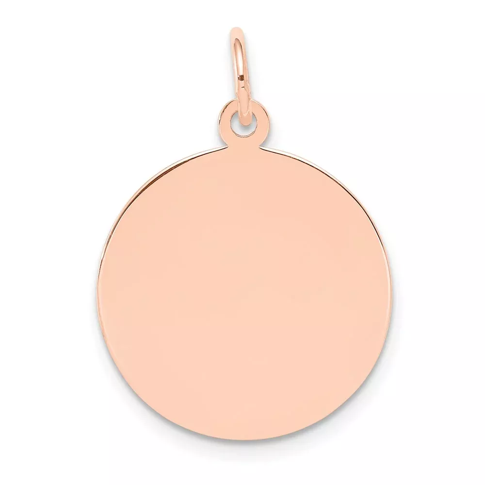 14k Rose Gold Plain Circular Engraveable Disc Charm
