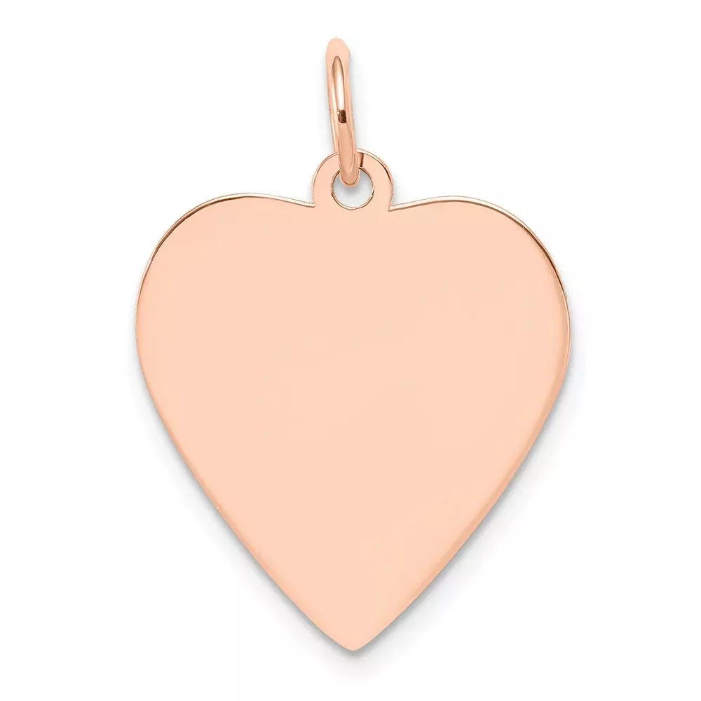14k Rose Gold Plain Engraveable Heart Disc Charm