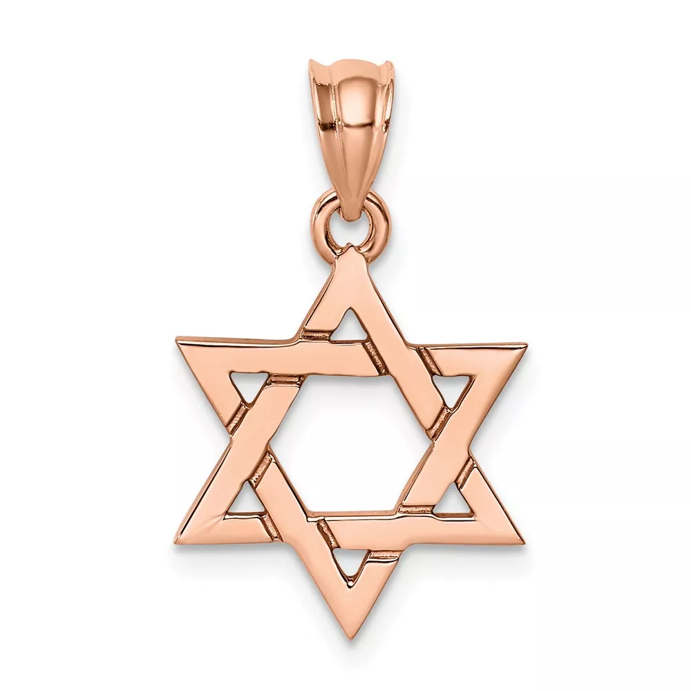 14K Rose Gold Polished Star of David Pendant