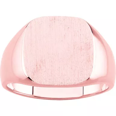 14k Rose Gold Traditional Signet Ring 14mmx14mm Solid Back