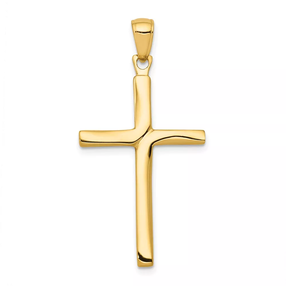 14K Satin Finish Accent Stick Cross Pendant