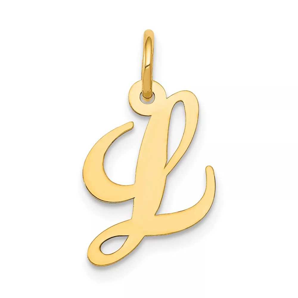 14K Small Fancy Script Letter L Initial Charm